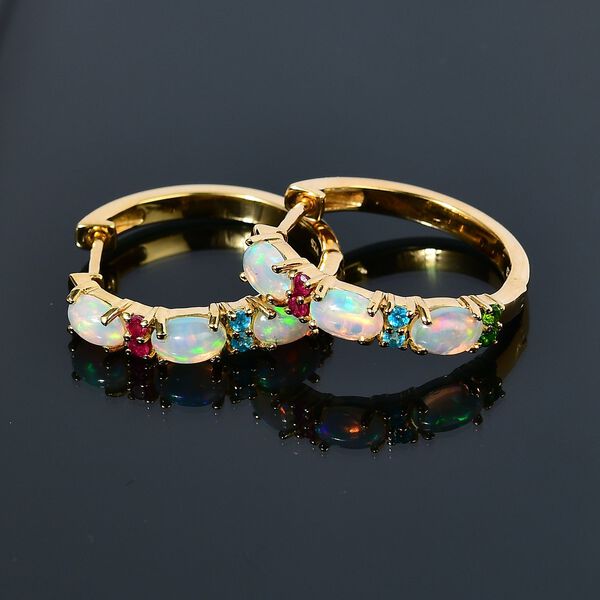 AA natürliche, äthiopische Welo Opal und Multi-Edelstein-Ohrringe - 2,17 ct. image number 7