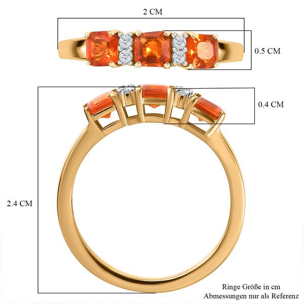 AAA Purpurroter Feueropal, Wei&szlig;er Zirkon Ring 925 Silber 750 Gelbgold Vermeil (Gr&ouml;&szlig;e 20.00) ca. 0.76 ct image number 7