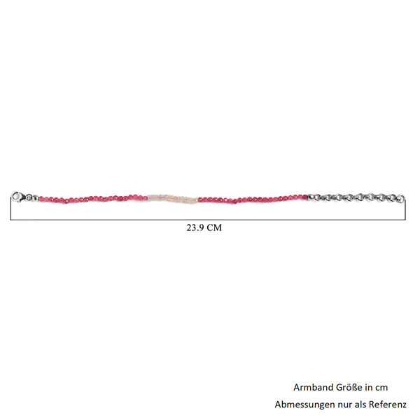 Rosa Turmalin und nat&uuml;rliches, &auml;thiopisches Welo Opal-Armband, 19 cm, 925 Silber ca. 13,95 ct image number 4