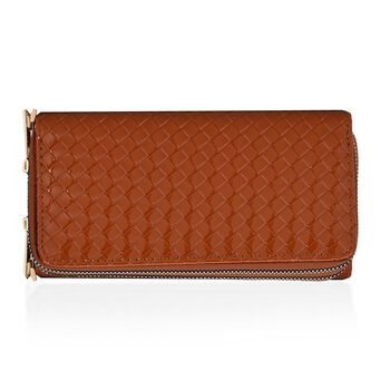 Elegantes RFID-Schutz Brieftasche in Braun mit gepr&auml;gtem Webmuster