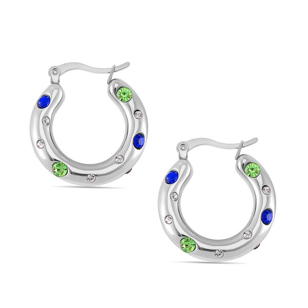 Mehrfarbige Kristall-Ohrringe in Silberton image number 4