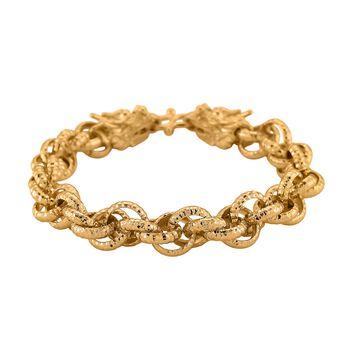 Designer Inspiriert Nickelfreies Messing, Doppelter Drachenkopf K&ouml;nigs-Armband ca. 20 cm ca. 47,00g, Goldfarben