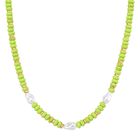 Weiße Muschelkernperle, Grüner Howlit Halskette ca. Flexibles cm Standard gelb vergoldet 200.00 ct