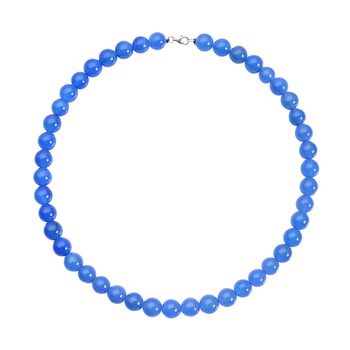 Blaue Achat Halskette, ca. 45 cm, 925 Silber rhodiniert ca. 306,00 ct