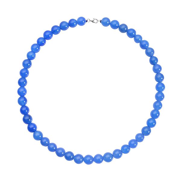 Blaue Achat Halskette, ca. 45 cm, 925 Silber rhodiniert ca. 306,00 ct image number 0