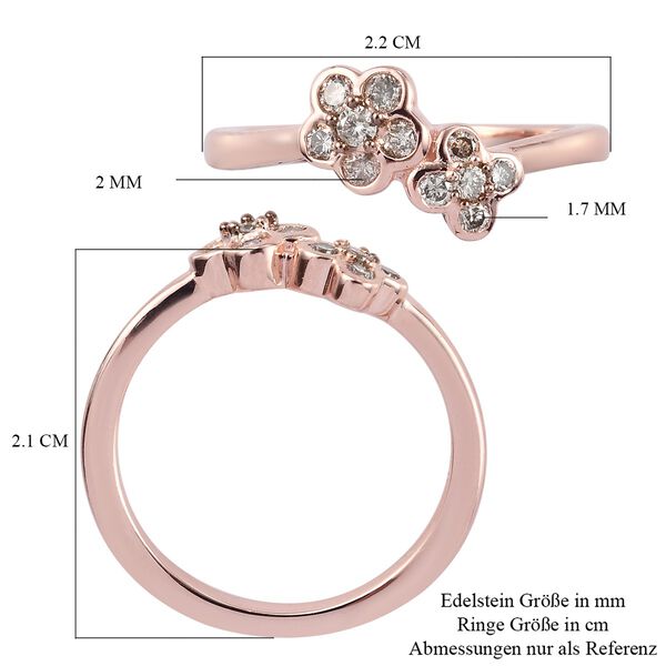 Nat&uuml;rlicher Champagner Bypass Ring 925 Silber Ros&eacute;gold Vermeil image number 7