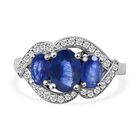 Masoala Saphir (Fissure gef&uuml;llt)-Ring, 925 Silber platiniert (Gr&ouml;&szlig;e 16.00) ca. 3,12 ct