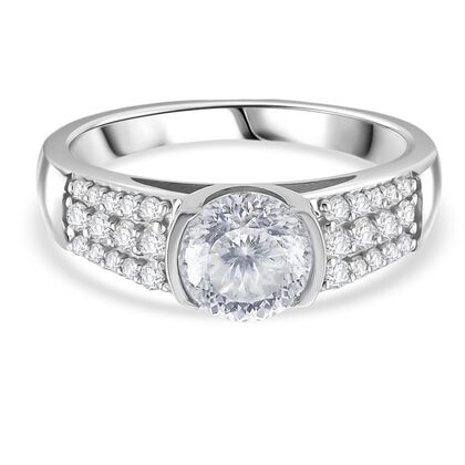 Schild Schliff Moissanit (D-VVS) Ring 925 Silber rhodiniert (Gr&ouml;&szlig;e 19.00) ca. 1.71 ct