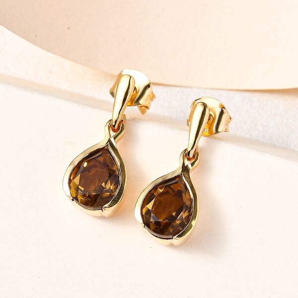 Champagner Triplett Quarz-Ohrhänger - 3,65 ct. image number 2