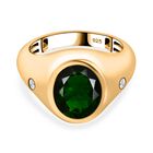 Natürlicher Chromdiopsid, Moissanit Ring, 925 Silber, 750 Gelbgold Vermeil (Größe 18.00), ca. 3.63 ct