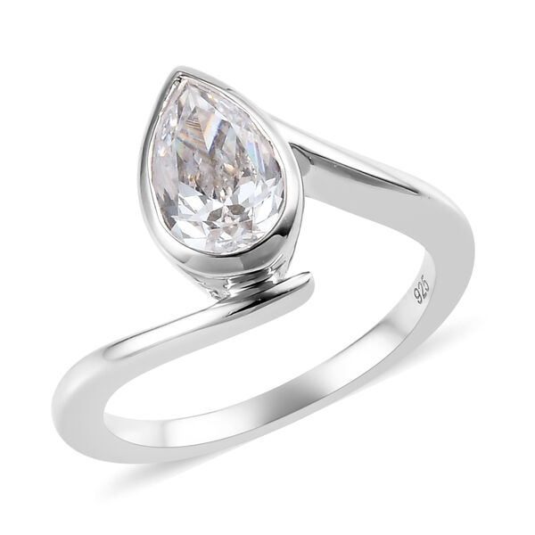 LUSTRO STELLA - feinster Zirkonia Bypass-Ring, 925 Silber platiniert image number 10