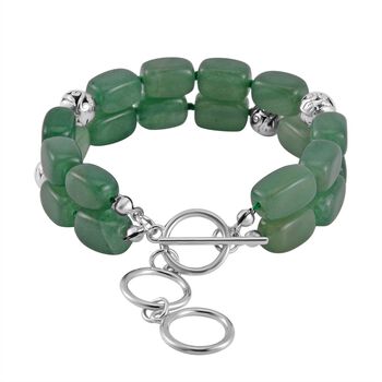 Doppellagiges, gr&uuml;nes Aventurin-Armband, 18 cm - 200 ct.