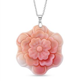 D'Joy Natürlicher Rosa Königsmuschel Perle Schmuckset ca. 50 cm 925 Silber rhodiniert ca. 0,00 ct.