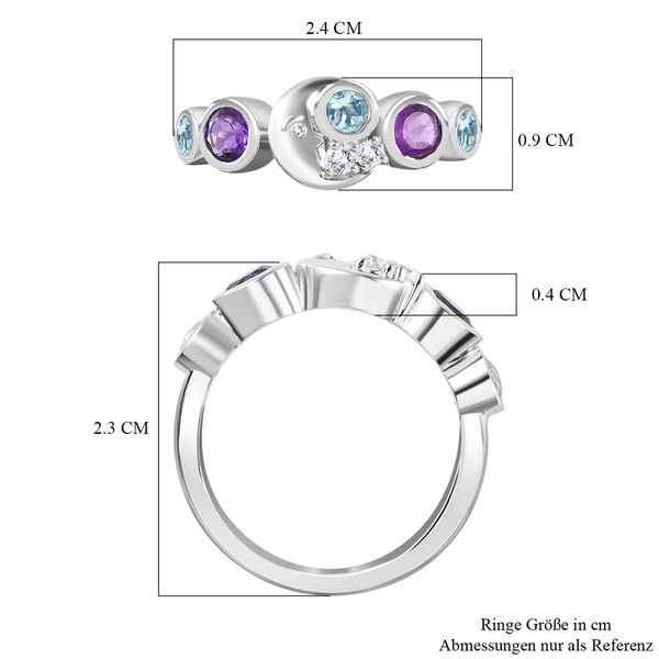 GP Celestial Dream Kollektion - Afrikanischer Amethyst, himmelblauer Topas, Zirkon und Kanchanaburi blauer Saphir-Ring - 1,07 ct. image number 7