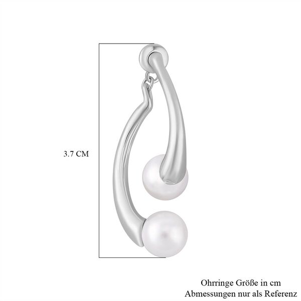Weiße Muschelkernperlen Ohrringe, silberfarben image number 4
