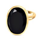 Schwarzer Turmalin Ring, 925 Silber vergoldet (Größe 17.00) ca. 20.60 ct