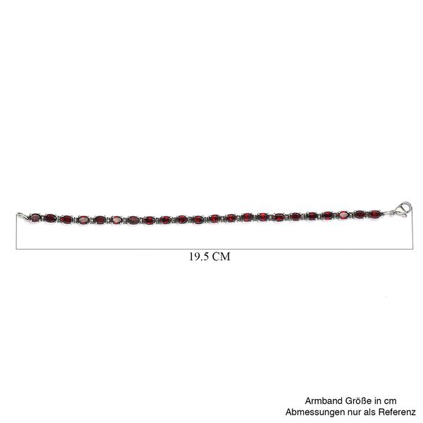 Rotes Granat-Armband, ca. 19 cm, Edelstahl, ca. 13.50 ct image number 6