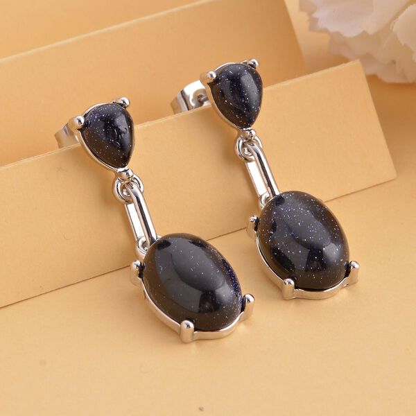 Blaue Sandstein Ohrringe, silberfarben, ca. 25.00 ct image number 2