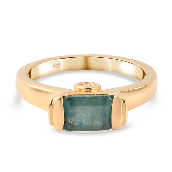 Grandidierit und Zirkon Solit&auml;r Ring 925 Silber vergoldet  ca. 1,09 ct image number 5