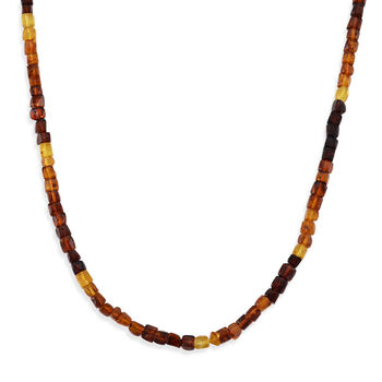 D'Joy Mehrfarbiger Nat&uuml;rlicher Baltischer Bernstein Halskette ca. 50 cm 925 Silber Vergoldet ca. 60.00 ct