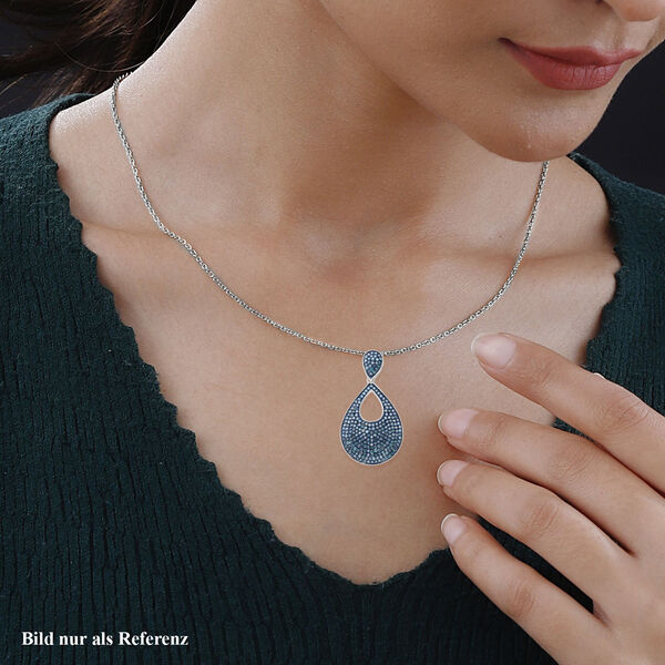 Blauer Diamant P Anhänger 925 Silber platiniert ca. 1,00 ct. image number 2