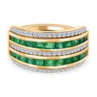 AAA Kagem Sambischer Smaragd Ring, 925 Silber Gelbgold Vermeil, (Größe 21.00), ca. 2.25 ct