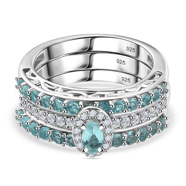 3er-Set- AA Lagunen Apatit und Zirkon Ringe - 1,87 ct.