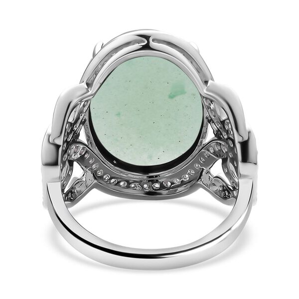 Gr&uuml;ner Aventurin, wei&szlig;e Zirkon Ring, Messing (Gr&ouml;&szlig;e 16.00) ca. 13,05 ct image number 5