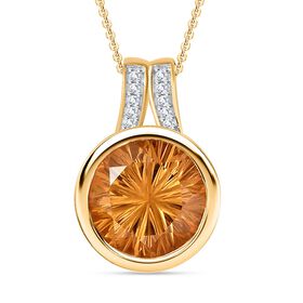 Citrin und Zirkon Anhänger mit 45cm Kette - 6.84 ct