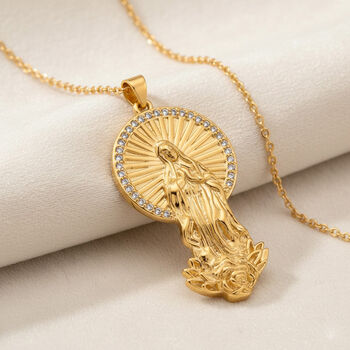 GOLD LOOKS - Jungfrau Maria Halskette, Nickelfreies Messing, ca. 50 cm + 5 cm Extender, ca. 9,20g