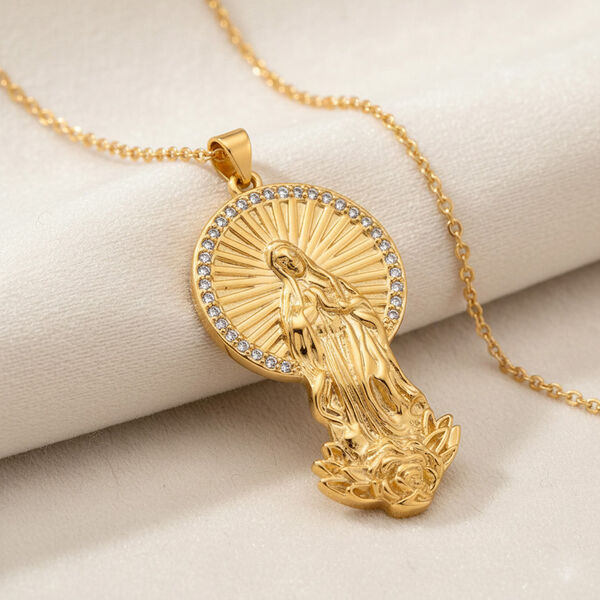 GOLD LOOKS - Jungfrau Maria Halskette, Nickelfreies Messing, ca. 50 cm + 5 cm Extender, ca. 9,20g image number 1