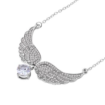 Wei&szlig;e Zirkonia und Kristall Halskette, 52+5cm