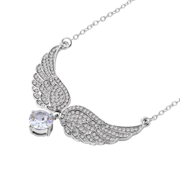 Weiße Zirkonia und Kristall Halskette, 52+5cm image number 3