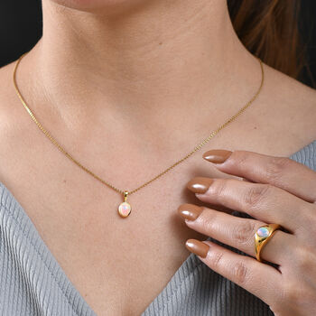 AA nat&uuml;rliches, &auml;thiopisches Welo Opal-Schmuckset, 925 Silber vergoldet - 1,89 ct.