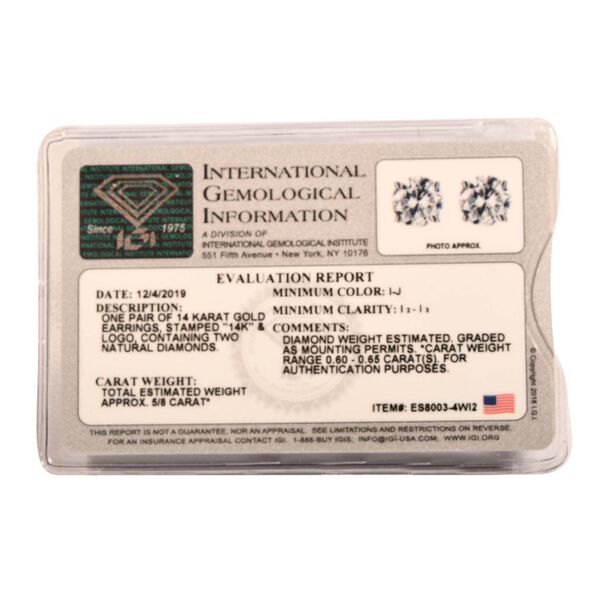 New York Kollektion - IGI zertifizierte Diamant-Ohrringe- 0,65 ct. image number 4