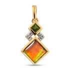 Ammolit und Natürlicher Chromdiopsid Anhänger 925 Silber vergoldet ca. 1,72 ct