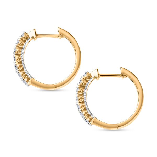 LUXURIANT SGL zertifizierte SI-GH Labor Diamant Ohrringe, 925 Silber 750 Gelbgold Vermeil - 0,99 ct. image number 4