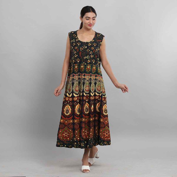 100% Baumwolle ärmelloses Kleid, Mandala Muster, Einheitsgröße, Grün image number 4