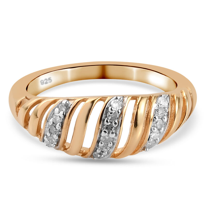 Diamant Ring 925 Silber vergoldet  ca. 0,10 ct image number 0