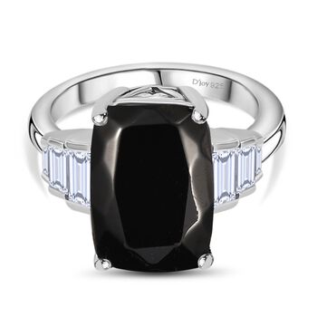 D'Joy Elite Shungit, Wei&szlig;er Topas Ring 925 Silber rhodiniert (Gr&ouml;&szlig;e 20.00) ca. 5,37 ct
