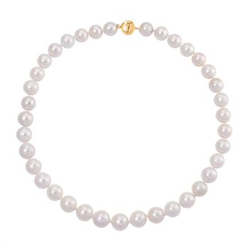 D'Joy Wei&szlig;e Edison Perle (11-14 mm) Halskette ca. 50 cm 925 Silber vergoldet