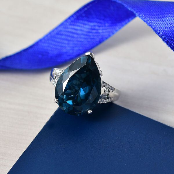 D'Joy London Blautopas und Moissanit Ring - 14 ct. image number 1
