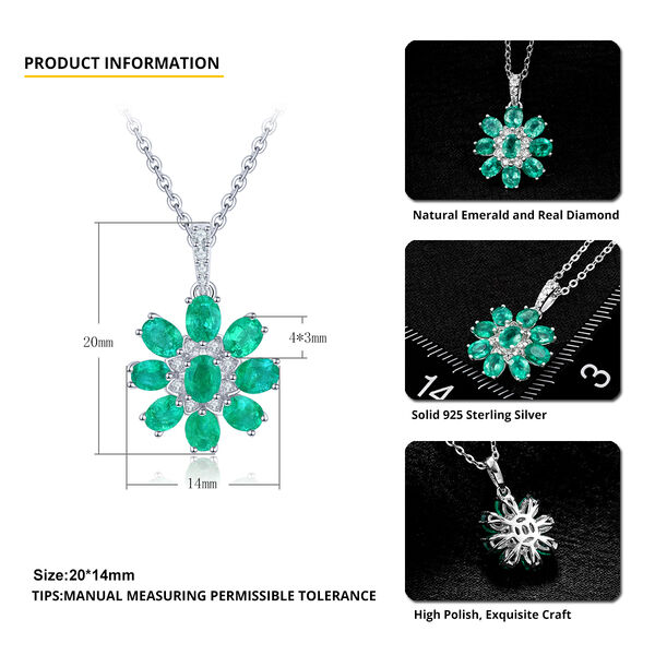 AAA Kagem sambischer Smaragd floraler Anh&auml;nger mit Kette - 1,52 ct. image number 4