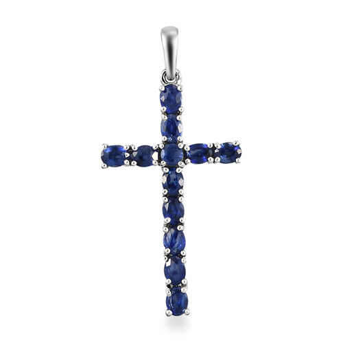 Masoala Saphir Kreuz-Anhänger, (Fissure gefüllt), 925 Silber platiniert ca. 3,00 ct image number 0