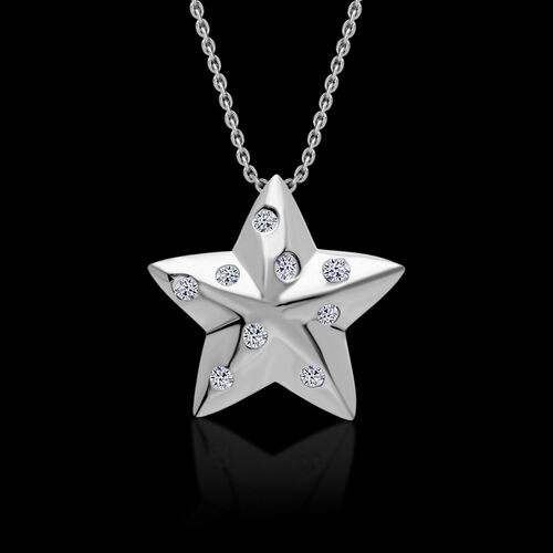 LUXURIANT DIAMOND- SI Labor Diamant Anhänger mit 50cm Kette, 925 Silber platiniert - 0,25 ct. image number 1