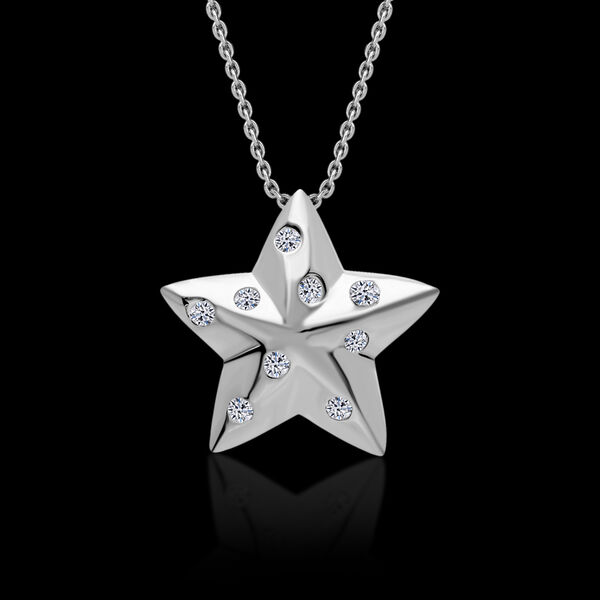 LUXURIANT SI Labor Diamant Anhänger mit 50cm Kette, 925 Silber platiniert - 0,25 ct. image number 1