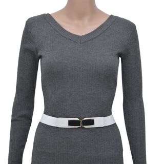 Modischer G&uuml;rtel mit Metallschnalle, Gr&ouml;&szlig;e 3x65 cm, gewebt, wei&szlig;