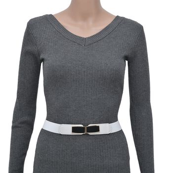 Modischer G&uuml;rtel mit Metallschnalle, Gr&ouml;&szlig;e 3x65 cm, gewebt, wei&szlig;