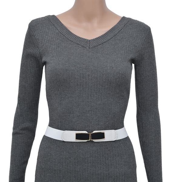 Modischer G&uuml;rtel mit Metallschnalle, Gr&ouml;&szlig;e 3x65 cm, gewebt, wei&szlig;