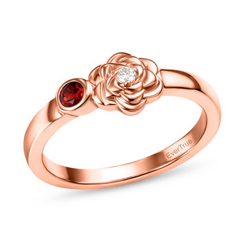 EverTrue Mosambik Granat und Moissanit Ring - 0,20 ct.